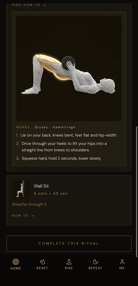 NURŌ form guidance showing the muscles each movement works