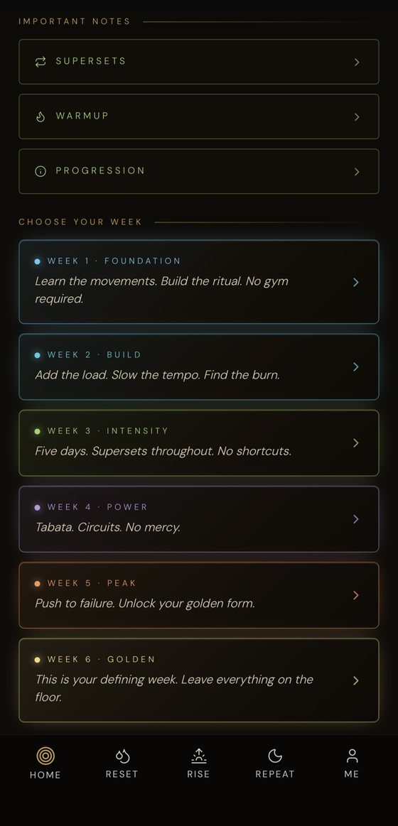 The Golden Body — six training weeks from Foundation to Golden
